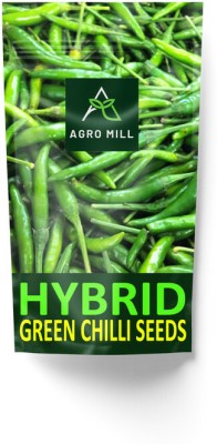 AGRO MILL HYBRID F1 PREMIUM QUALITY GREEN CHILLI/HARI MIRCH FOR HOME KITCHEN GARDEN Seed(40 per packet)