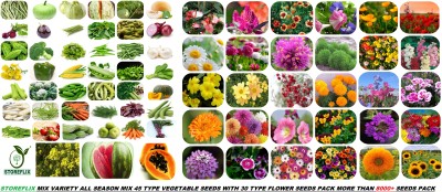 STOREFLIX 75 variety(30 flower and 45 vegetable) seeds combo pack with user manual. Seed Seed(8000 per packet)