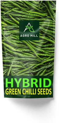 AGRO MILL HYBRID F1 PREMIUM QUALITY GREEN CHILLI/HARI MIRCH FOR HOME KITCHEN GARDEN Seed(40 per packet)
