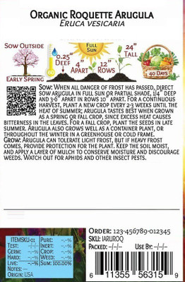 VibeX VXI-19 - Rocket Arugula - (250 Seeds) Seed(250 per packet)