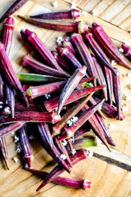 CYBEXIS HUA-65 - Red Ladyfinger Okra - (1350 Seeds) Seed(1350 per packet)