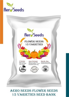 Aero Seeds Combo of 15 varieties flower seeds with instruction manual. Seed(15 per packet)