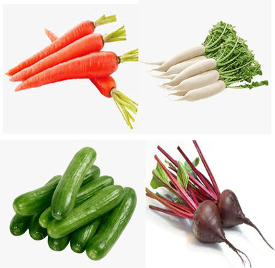 Aywal Chukandar(Beetroot), Gajar(Carrot), Muli(Radish) and Khira(Cucumber), Seed(170 per packet)