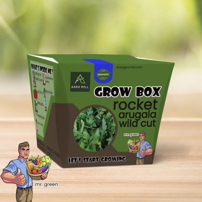 AGRO MILL ROCKET ARUGALA HERB GROW BOX|POT,MIX,SCRAPER,ROOT-O-SHOOT,NUTRIFIER,BUG POWDER, Seed(7 per packet)