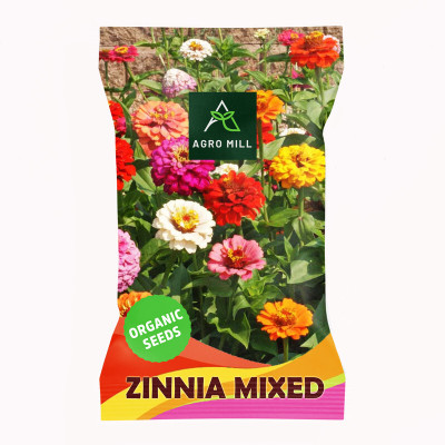 AGRO MILL ZINNIA/JINIA MULTIFLORA MIXED PREMIUM QUALITY FLOWER Seed(30 per packet)