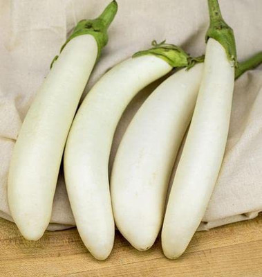 KANAYA F1 Brinjal Whie Long / Lambe safeed Baigne Seeds Foe Kitchen Gardening Seed(48 per packet)