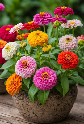 SeedsVally Hybrid Zinnia Flowers Mixed Colour Seeds For Your Garden Seed(100 per packet)