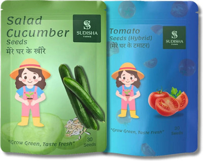 Sudisha Farms Combo Pack of Salad Cucumber & Tomato Seeds (30 Seeds Each) Seed(9 g)