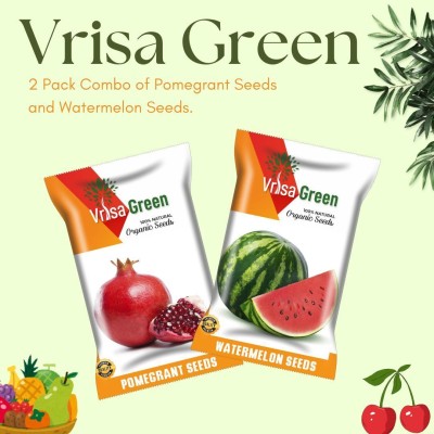 Vrisa Green Pomegranate and Watermelon Seeds Combo for a Fresh Garden Boost! Seed(50 per packet)