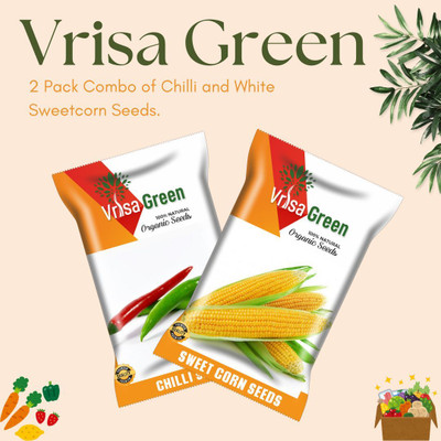 Vrisa Green Spicy Chilli and Sweet Corn Seeds for a Flavorful Garden Seed(50 per packet)