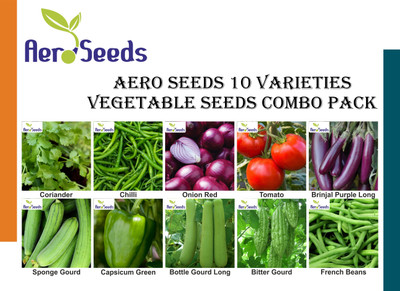 Aero Seeds Combo of 10 varieties vegetable seeds with instruction manual. Seed(10 per packet)