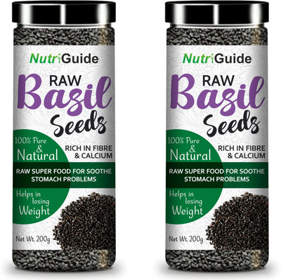 Nutri Guide Raw Basil Seeds for Weight Loss - Pack of 2 | Sabja Seed(400 g)