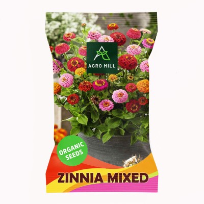 AGRO MILL ZINNIA/JINIA MULTIFLORA MIXED PREMIUM QUALITY FLOWER Seed(30 per packet)