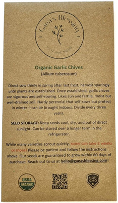 CRGO ™ VXL-60 Open-Pollinated Heirloom Garlic Chives Organic Seeds Seed(250 per packet)