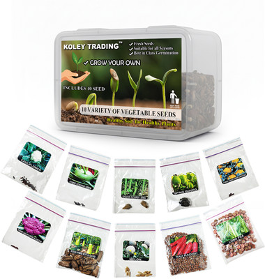KOLEY TRADING 10 organic vegetable 1500+ seeds . Seed(10 g)