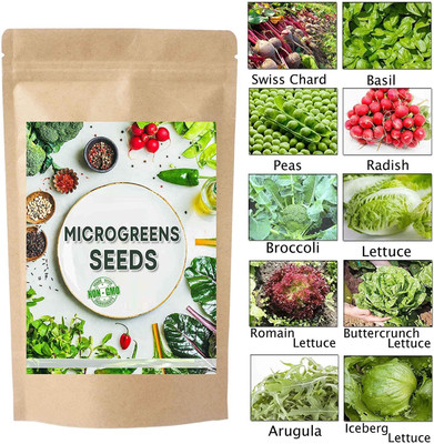 CYBEXIS Microgreens Kit - 10 Variety Basil Lettuce Beet Peas Seed(10 g)