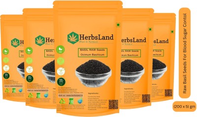 HerbsLand Raw Basil / Sabja /Tukhmariya seed for control blood sugar level Seed(1000 g)