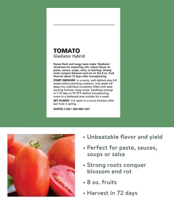 Quentova Gladiator Red Slicing Paste Tomato 10gm Seeds Seed(4000 per packet)