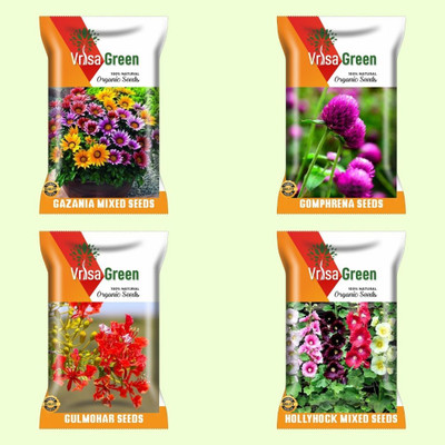 Vrisa Green Colorful 4-Flower Combo Pack for a Radiant Garden Seed(50 per packet)