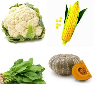 SimXotic Combo of Desi Corn, Spinach Green Palak, Pumpkin Kaddu & Cauliflower (GMO-FREE) Seed(4 per packet)