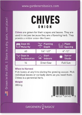 Qualtivate PUAS-8A Common Chives Herb Seeds Seed(300 per packet)