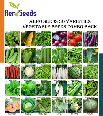 Aero Seeds Combo of 30 varieties vegetable seeds with instruction manual. Seed(30 per packet)