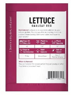 Qualtivate PUA-3A Oakleaf Red Lettuce Seed(300 per packet)