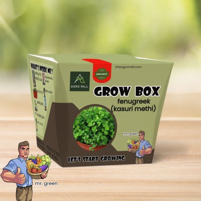 AGRO MILL FENUGREEK/METHI GROW BOX|POT,MIX,SCRAPER,ROOT-O-SHOOT,NUTRIFIER,BUG POWDER, Seed(7 per packet)