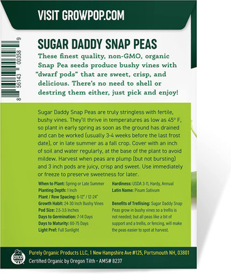 VibeX ® XLR-3 Snap Pea Seeds (Sugar Daddy) Seed(50 per packet)