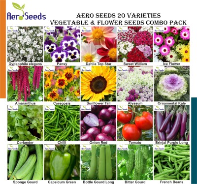 Aero Seeds 20 varieties seeds combo pack with instruction manual. Seed(20 per packet)