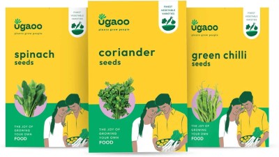 UGAOO Vegetable Seeds Combo Of Coriander, Spinach Palak, Green Chilli Seed(300 g)