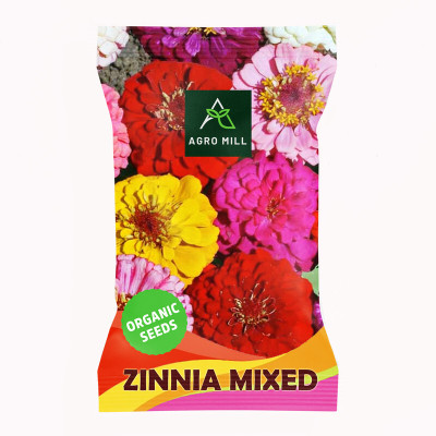 AGRO MILL ZINNIA/JINIA MULTIFLORA MIXED PREMIUM QUALITY FLOWER Seed(30 per packet)