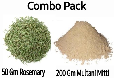 Pack Safe Rosemary Dry Leaves 50 Gm For Hair Growth, And Multani Mitti Powder 200 Gm Seed(50 g)