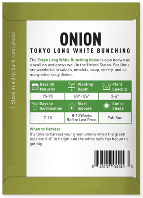 Biosnyg Green Onion Tokyo Long White Bunching Seed(1000 per packet)