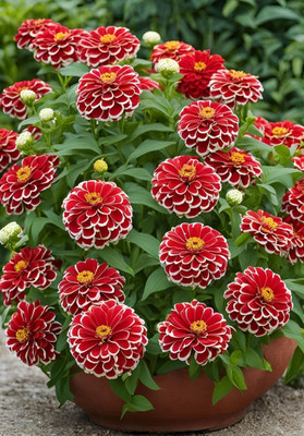 SeedsVally Hybrid Zinnia Flower Seeds in Vibrant Colors With free Cocopeat Seed(100 per packet)