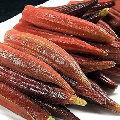 KNESSiN Rare Red Okra Seeds Gumbo Organic Vegetable Seed(150 per packet)