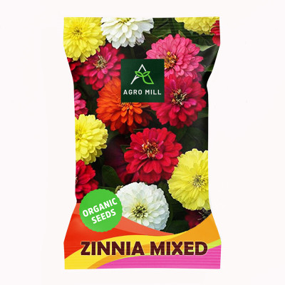 AGRO MILL ZINNIA/JINIA MULTIFLORA MIXED PREMIUM QUALITY FLOWER Seed(30 per packet)