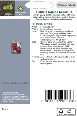 CYBEXIS Flower - Petunia Rapide Mixed F1 (Trailing) Seed(1 g)