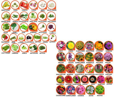 Hothanger Vegetable + Flower Seeds Grow Fresh Vegetables & Blooming Flowers at Home Seed(100 per packet)