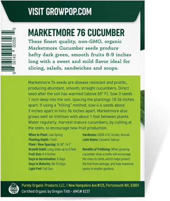 Qualtivate ICRA-1A Heirloom Cucumber (Marketmore) Seed(300 per packet)