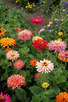 VibeX NDIR-34 - Zinnia Multicolor Giant Cut Come Again Quill Petals - (270 Seeds) Seed(270 per packet)