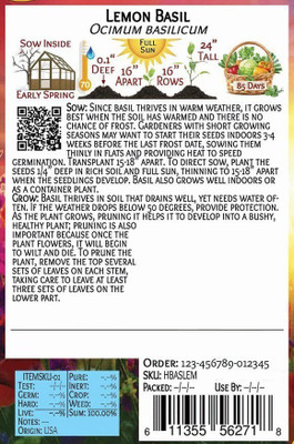VibeX NDIR-68 - Lemon Basil (Ocimum basillicum citriodorum) - (4500 Seeds) Seed(4500 per packet)