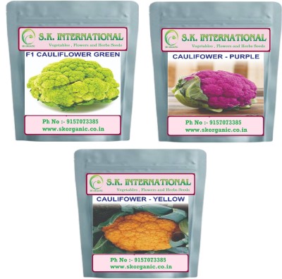 SK ORGANIC Cauliflower F1 Hybrid seeds Kitchen Garden -Farm -Green -Yellow- purple Variety Seed(150 per packet)