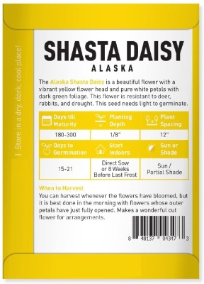 Biosnyg White Shasta Daisy (Alaska, Chrysanthemum Maximum) Seed(50 per packet)