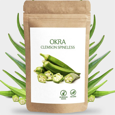 Biosnyg VIQ-80 Spineless Okra Seeds - GMO-Free and Heirloom Seeds-[800 Seeds] Seed(800 per packet)
