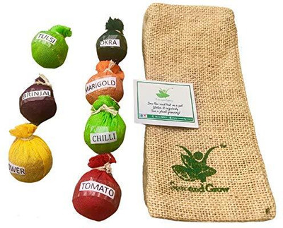 Sow and Grow Plantable seed balls assorted in a Jute Potli (Pack of 7) Seed(7 per packet)