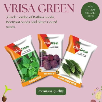 Vrisa Green 3 Pack Combo of Bitter Gourd, Bathua And Beetroot. Seed(5 per packet)