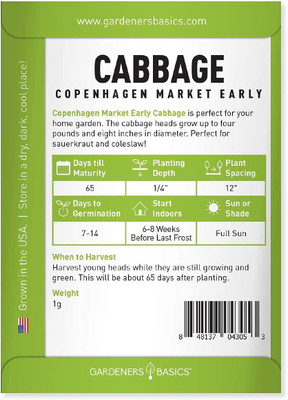 WILLVINE AMR -VII Copenhagen Market Early Cabbage Seeds [10g] Seed(3000 per packet)