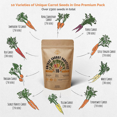 VibeX LXI-90 - 10 Carrot Variety Pack - (2250 Seeds) Seed(2250 per packet)