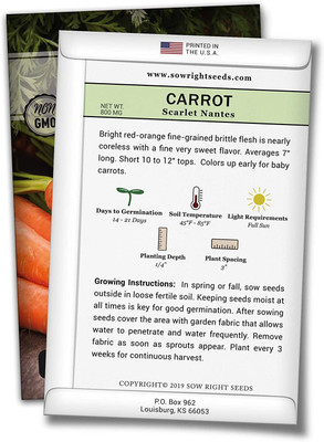 VibeX PAU-62 - Scarlet Nantes Carrot - (750 Seeds) Seed(750 per packet)